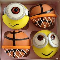 Minion and basket ball cupcakes