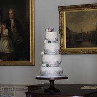 Sliver & white wedding cake