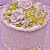 2-tier 50th anniversary buttercream floral cake