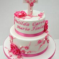 A very pink christening cake!