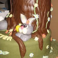 Easter Cake Tree Stump Bunny Rabbit Cake