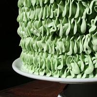 Green "Leaf Tip" Ruffle cake