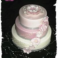 Wedding cake with ruffle flowers