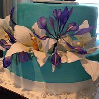 Tropical color wedding cake