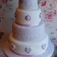 Lilac vintage wedding cake