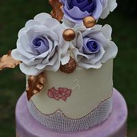 Purple Roses And Gold Accents