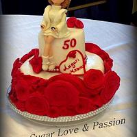 50th rose cake 