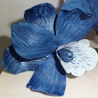Blue Flowers on a white cake