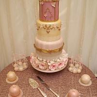 Gold Vintage Chic Birdcage design with miniature sphere favour cakes