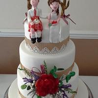 Scottish and hessian  wedding cake 