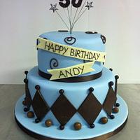50th Birthday Cake in Blue and Chocolate Brown