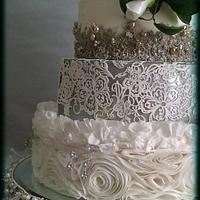 Silver & Gold Wedding Cake