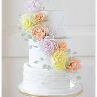 Pastel roses weddingcake