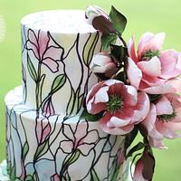 "Sweet Magnolias" Stained Glass Cake