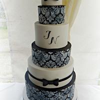 Monochrome Damask Wedding Cake