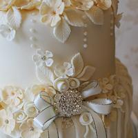 Simply pretty ivory and champagne wedding cake