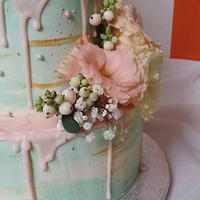 Drip cake - mint & pink