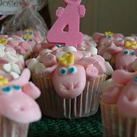Princess birthday cake with lamb cupcakes