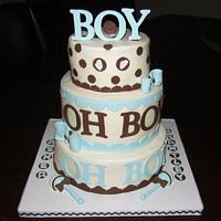 Boy, Oh Boy, Oh Boy Baby Shower Cake