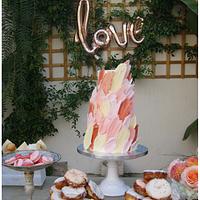 Blush & Coral Wedding Cake