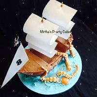 Pirate ship & sea monster cake