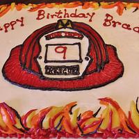 Firemans hat cake in Buttercream with flames!
