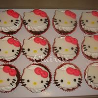 Hello Kitty themed cupcake tower