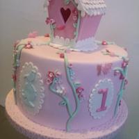 Pretty Pink Birdhouse cake