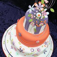 Funky Floral Wedding Cake