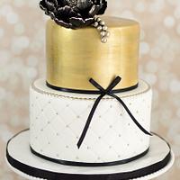 Black White And Gold Birthday Cake