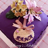 Lilly and Hydrangea Birthday cake