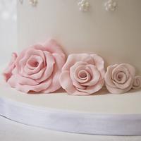 Christening Cake - Roses & Pearls
