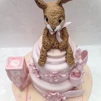 Sugar bunny christening cake