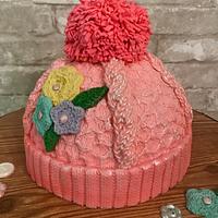 Knitted hat cake