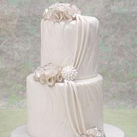 textile cake fondant with flowers and jewels