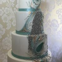 Whimsical winter wedding cake 