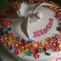 Dove in a ring of flowers - Confirmation cake
