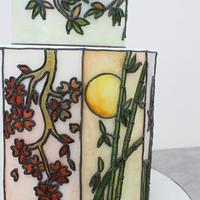 Oriental inspired stained glass cake