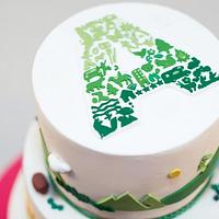 Corporate cake with handcut logo and landscape