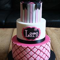 Pink, Black & White 21st Cake