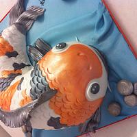 Koi carp fish shaped cake