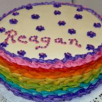 Rainbow buttercream reverse ruffle cake