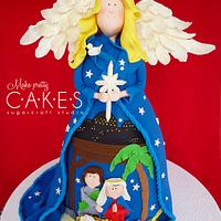 Angel Nativity Christmas Cake