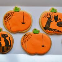 Halloween painted pumpkin cookies