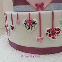 80th Heart Themed Birthday Cake