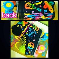 Neon doodle inspired roller skate cake