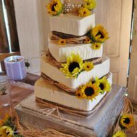 Rustic Sunflower wedding cake