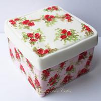 Vintage rose gift box cake