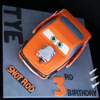 SNOT ROD 3D Carved Birthday Cake Modeled on a character from the animated movie CARS 