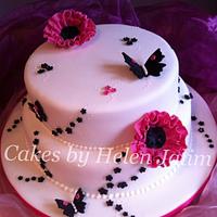 Butterflies and flowers cake